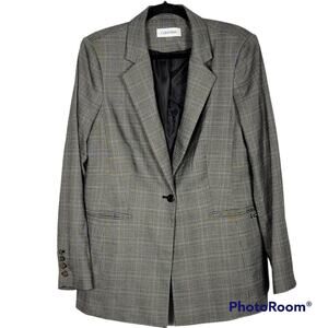 Calvin Klein Glen Plaid Relaxed Blazer SZ 14